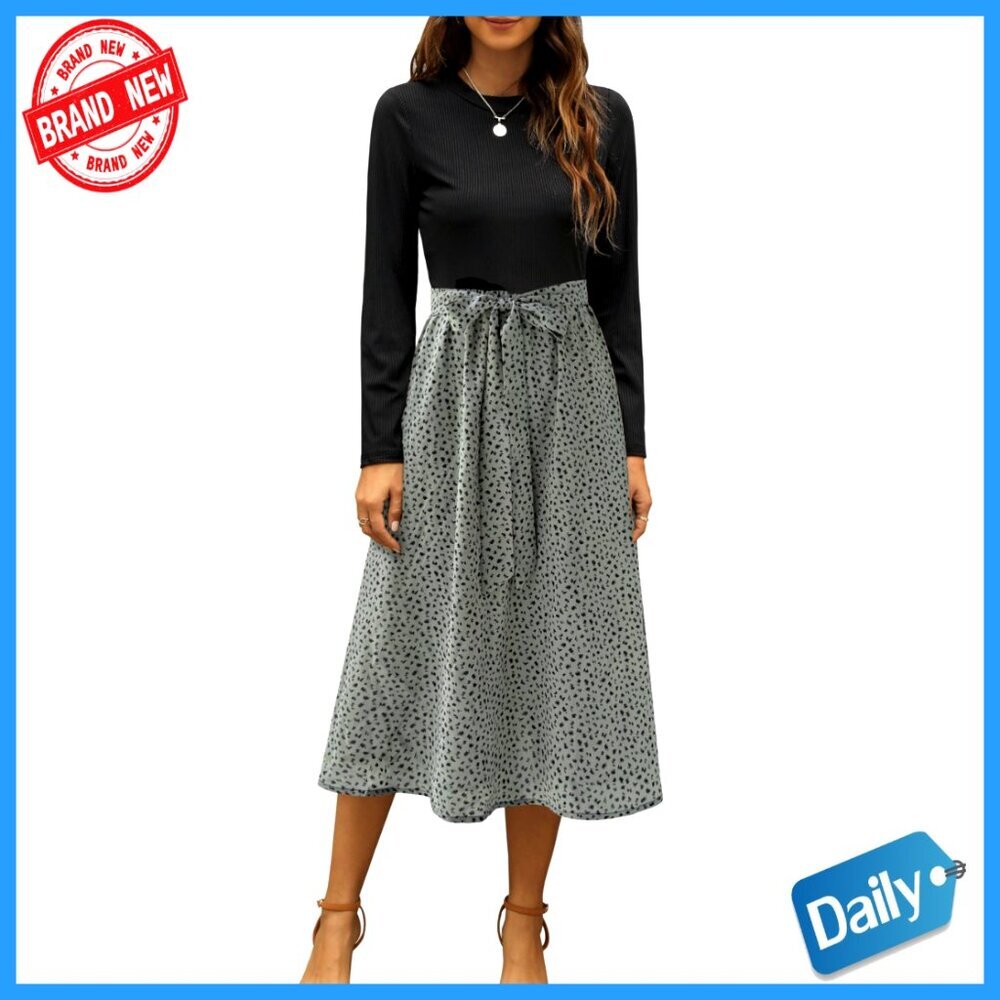 Long Sleeve Ribbed Midi Dress Modest Business Casual Work Outfit Elegant